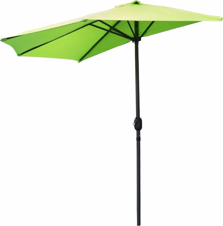 Mezzo ombrellone da parete verde anice - 270x135x230cm - Alluminio - Tela in poliestere 180g/m² - Manovella