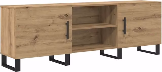 Mobile porta TV moderno HELLOSHOP26 in legno di rovere color marrone L: 150 cm, P: 30 cm, H: 50 cm – 1