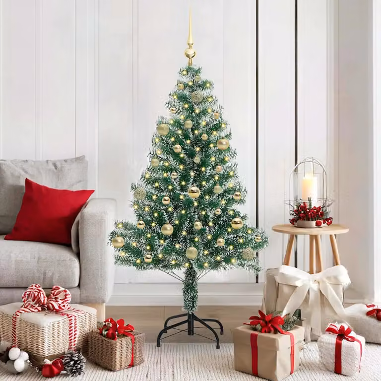 Albero di Natale artificiale imbiancato vidaXL con luci LED bianco caldo, altezza: 150 cm