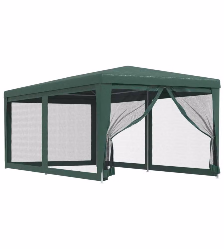 Tenda per feste vidaXL verde con 6 pareti laterali in rete L: 6 m, P: 3 m, H: 3 m