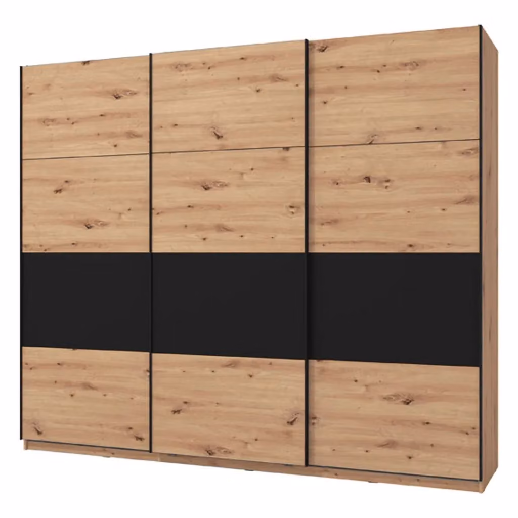 Armadio da camera da letto Miggiano DMORA con ante scorrevoli, colore marrone rovere, L: 262.5 cm, H: 224 cm – 2