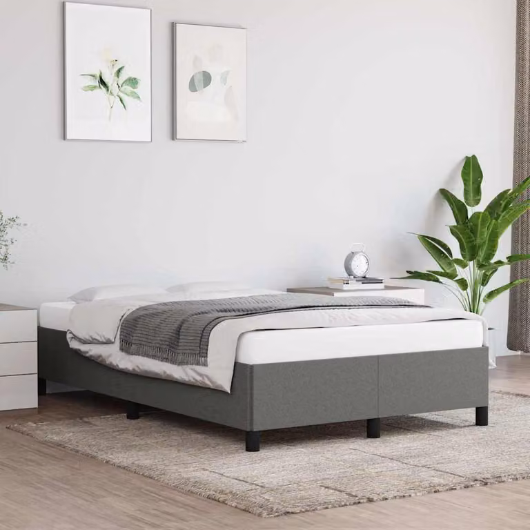 vidaXL Giroletto senza Materasso Grigio con Struttura in Legno e Tessuto L/P: 120 x 190 cm