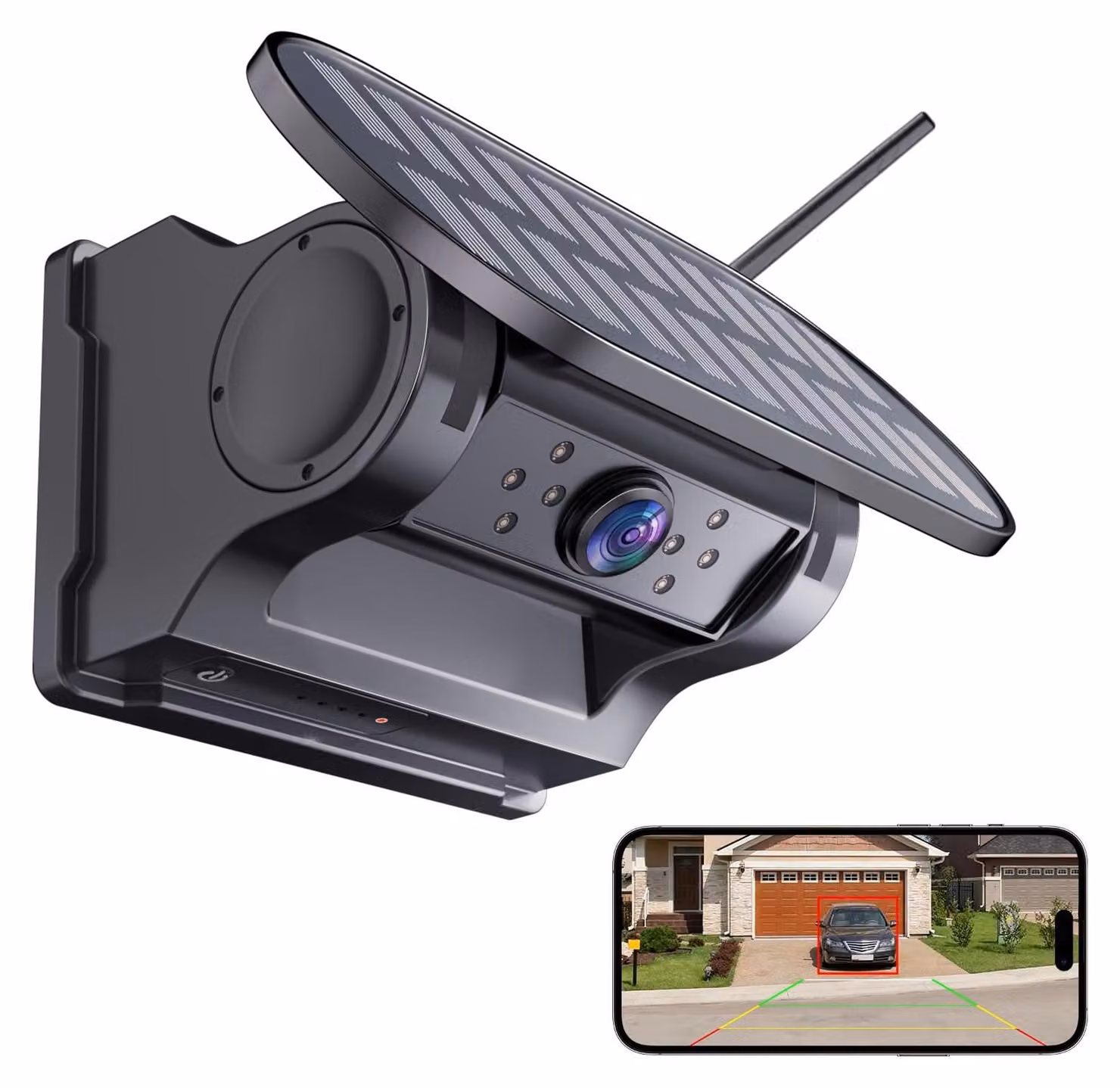 Telecamera per retromarcia wireless a energia solare - Batteria da 9600 mAh - HD 1080P con visione notturna