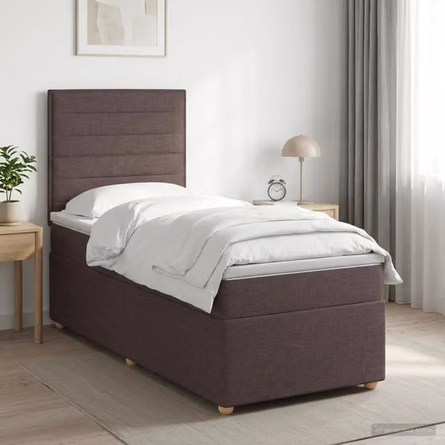 Letto box spring con materasso ibrido vidaXL Marrone e Bianco L/P: 90 x 200 cm