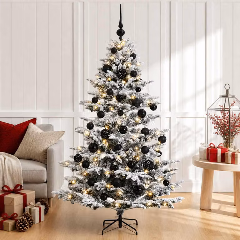 Albero di Natale artificiale con decorazioni natalizie, altezza 150 cm, 150 luci LED