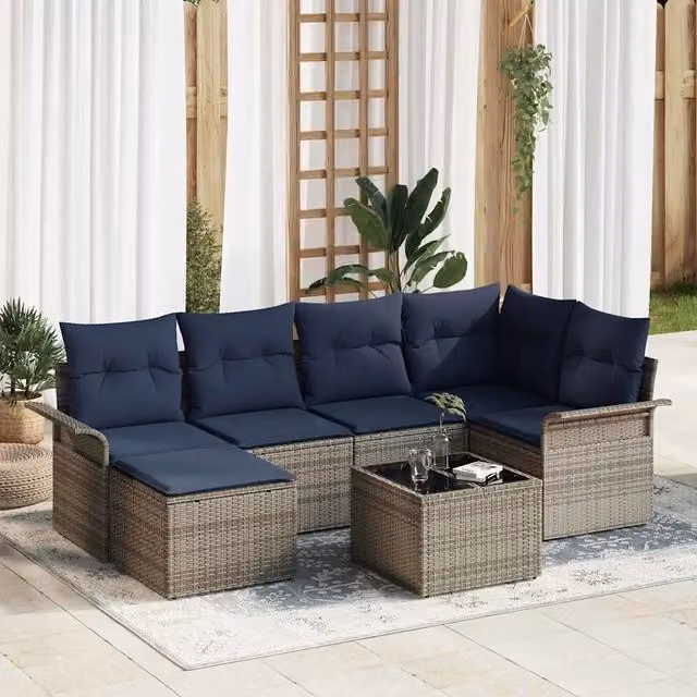 Set Divano da Giardino Grigio polyrattan 3345445