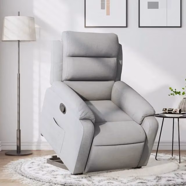 Divano Sedia-Poltrona Alzapersona Reclinabile Grigio Chiaro in Tessuto 915265