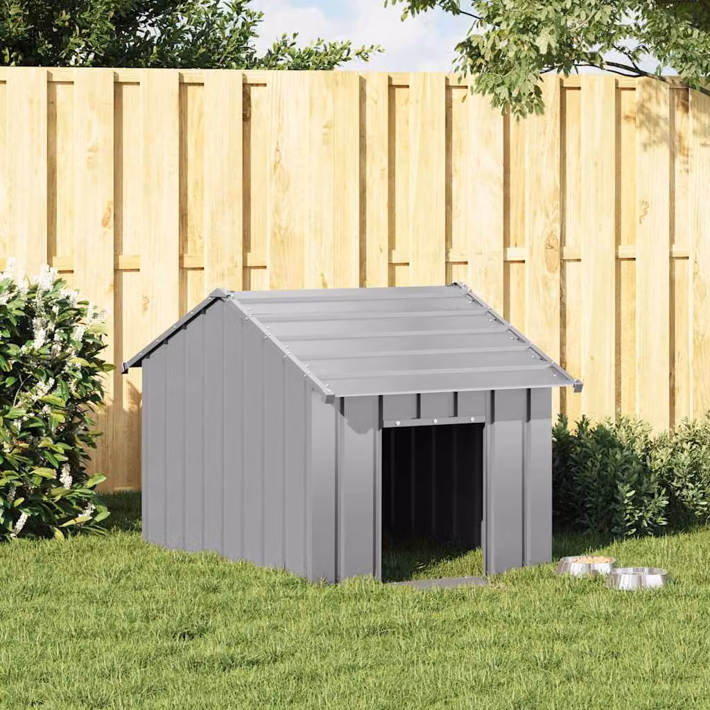 vidaXL Casetta per Cani con Tetto 83x130x85 cm Acciaio Zincato