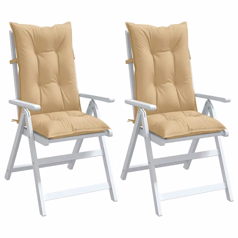 Set di 2 cuscini per sedia con schienale alto vidaXL in tessuto beige mélange, L 120 cm x L 50 cm x H 7 cm