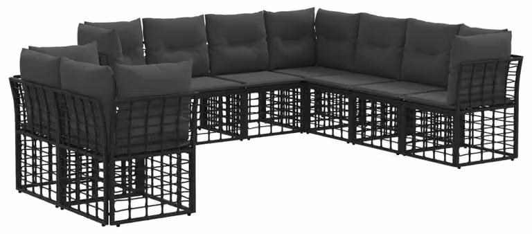 Set di divani da esterno Nero Poliestere