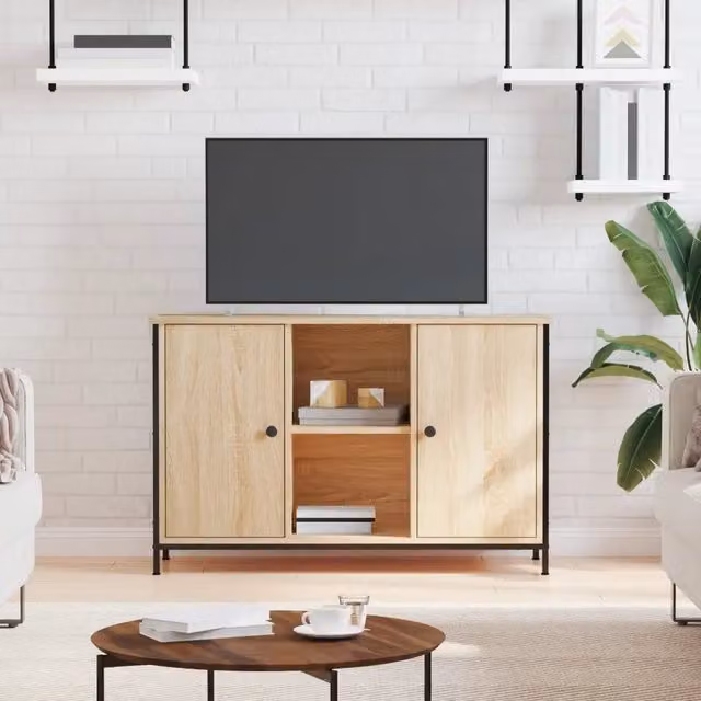 Mobile Porta TV Industrial vidaXL in Legno e Metallo, Marrone, L 100 x P 35 x H 65 cm