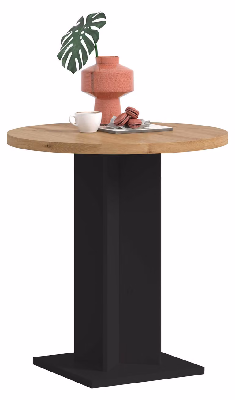 xonox.home Tavolo da pranzo Gustav nero/ finitura rovere Artisan L/A/P: 70x76x70 cm