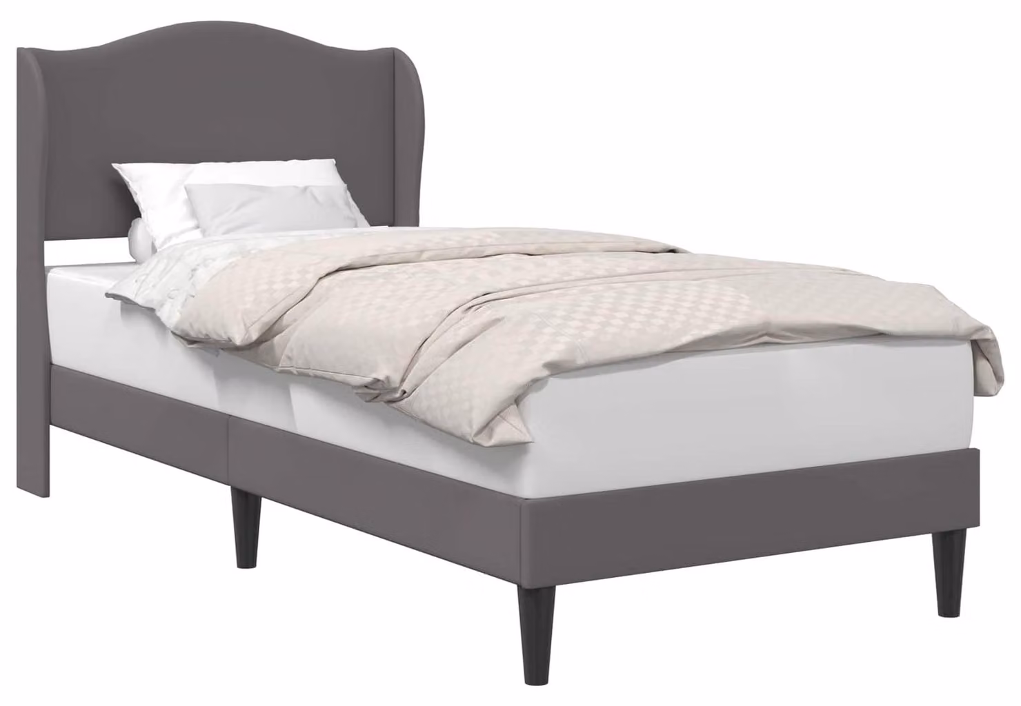 Struttura del letto con testiera Grigio 90 x 190 cm Pelle finta