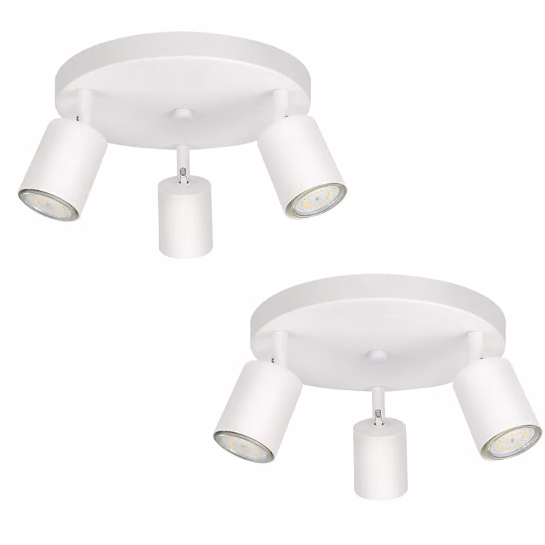 ZMH LED plafoniera bianca a 3 fiamme 2 faretti da soffitto moderno GU10 faretto da soffitto in metallo orientabile a 330° per soggiorno camera da letto corridoio