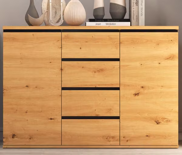 Credenza Naxos 121x40x86cm rovere artigianale nero opaco