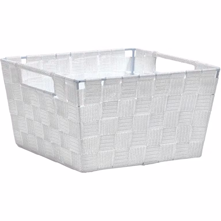 Cestino con manici Vestiamo Casa, colore bianco, H: 14 cm, L: 25 cm, P: 25 cm