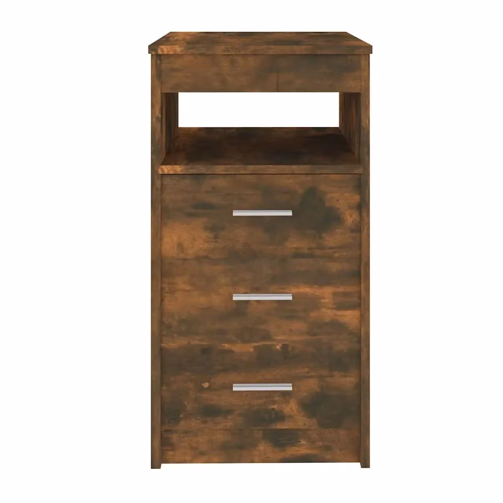Cassettiera moderna a parete in legno composito marrone opaco L 40 cm, P 50 cm, H 76 cm – 2