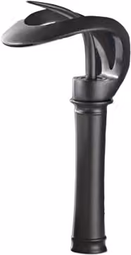 Rubinetto da bagno a cascata NAVIS in acciaio inox nero opaco con beccuccio girevole per lavabo alto