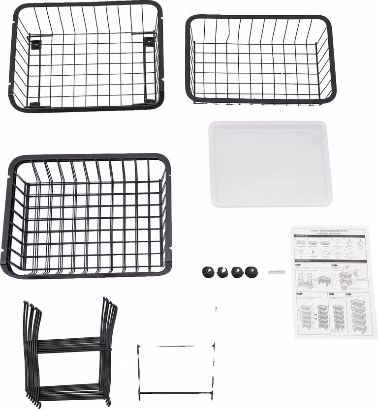 Organizer da cucina, design a più livelli, robusta struttura in acciaio, nero