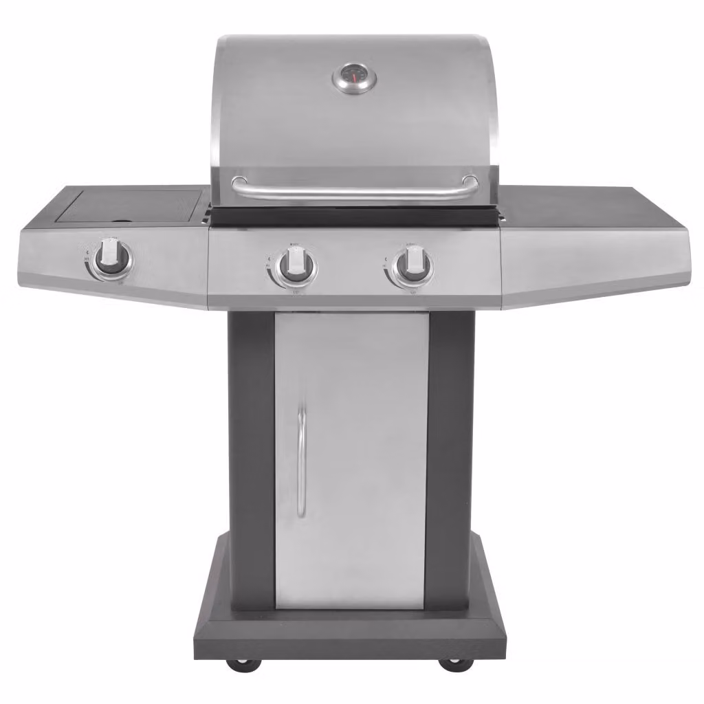 vidaXL Barbecue a gas 2+1 fiamme nero e argento