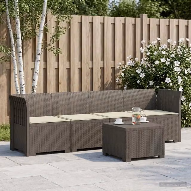 Divano da Giardino a 4 Posti con Cuscini in Stile Rattan PP 3443866
