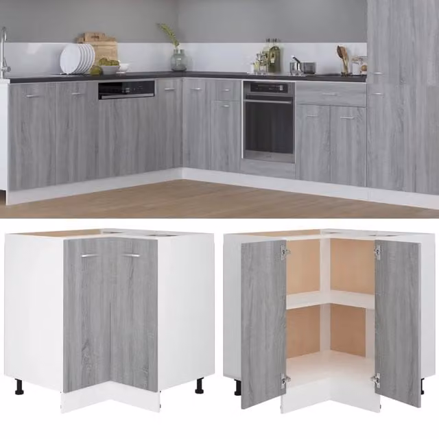 Armadietto base da cucina moderno vidaXL in legno MDF grigio con ante a battente L/P/H: 75,5 x 75,5 x 81,5 cm – 1