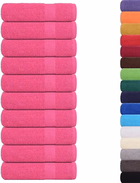 Set di 10 asciugamani da bagno FROGN in cotone rosa, spugna 100 x 150 cm, 360 g/m2