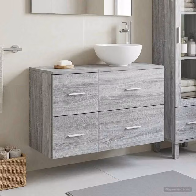 Set di mobili per il bagno 2 pz Sonoma grigio 3403957