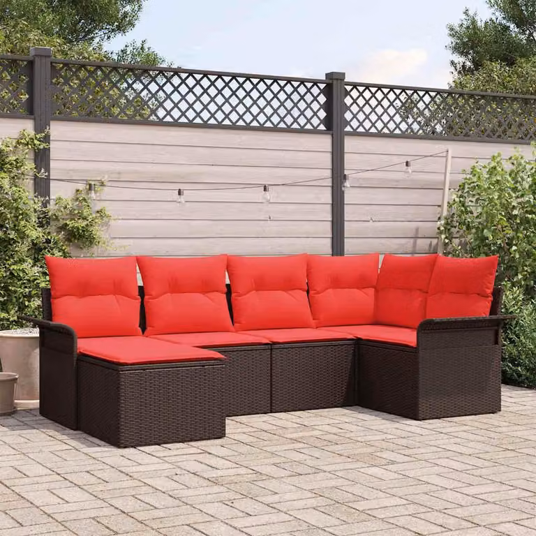 Maison Exclusive - Set da giardino con divano a 6 posti, color marrone, in rattan sintetico