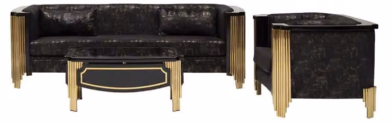 Designer Sofa Set Polster Couchtisch Textil Couch Wohnlandschaft Relax 3+1