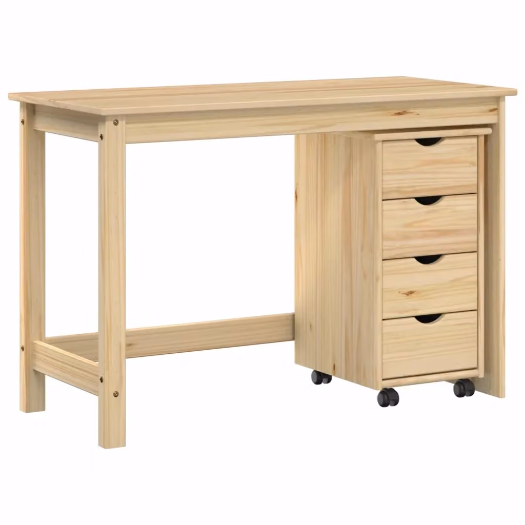 Set di Scrivania e Armadietto 2 pz vidaXL in Legno di Pino Marrone e Beige per Home Office – 2
