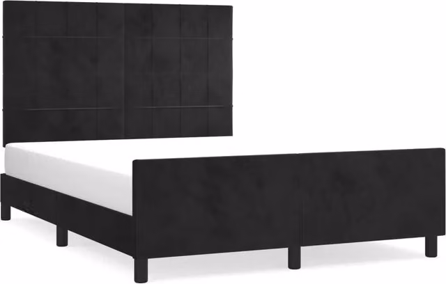 Letto matrimoniale | Letto per adulti | Giroletto senza Materasso Nero 140x200 cm in Velluto