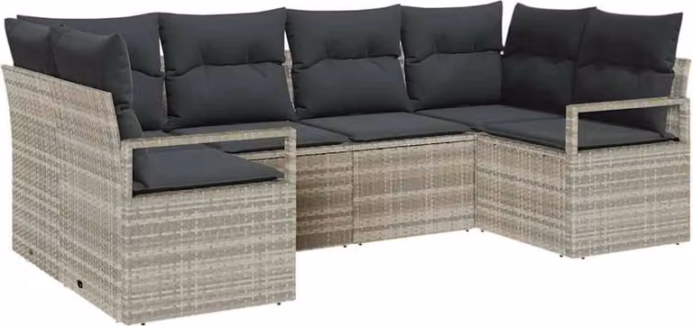 Set di divani con cuscino 6 pcs Grigio chiaro polyrattan