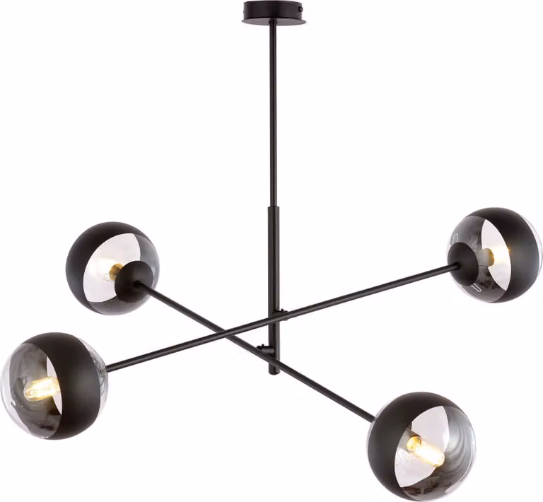 Lampadario Emibig 4xE14 40W LINEAR 4 NERO/RAGHIERE 1168/4