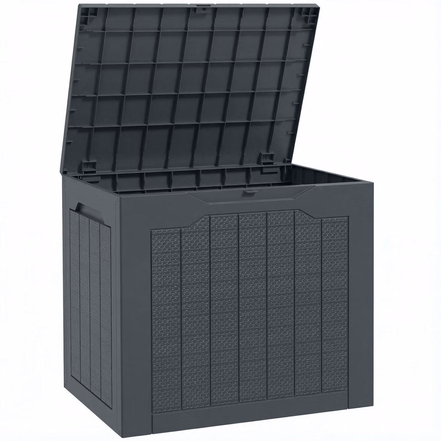 Baule da Giardino 56x41x50 cm con Maniglie Contenitore Porta Attrezzi Impermeabile in PP Grigio Scuro