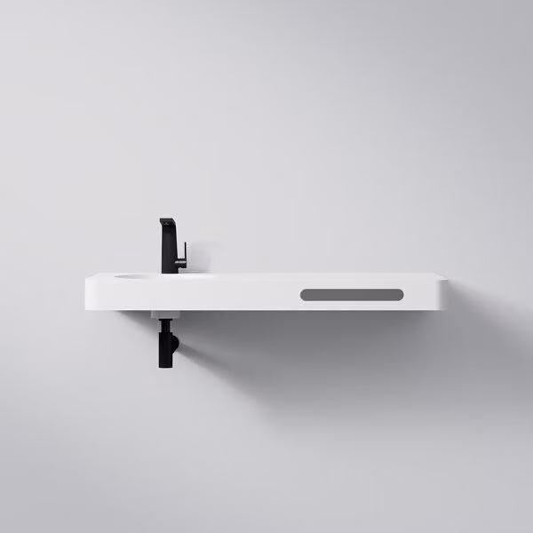 Steinberg Série 449 lavabo mural, porte-serviettes à droite, 1 trou pour robinet, avec trop-plein, 1200x480mm, blanc mat, 4497125W, 4497125W