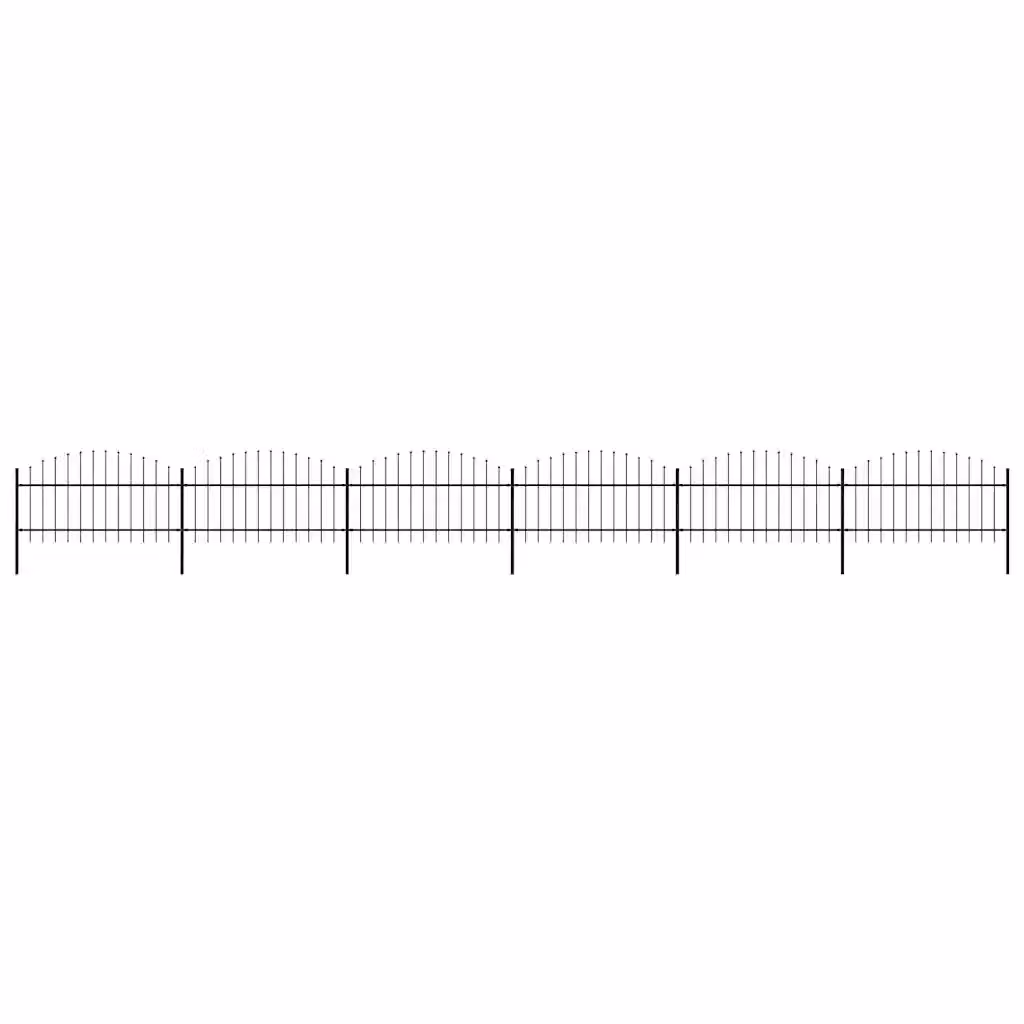 Recinzione da giardino vidaXL con punta a lancia in acciaio nero, L: 1055 cm, H: 125 cm