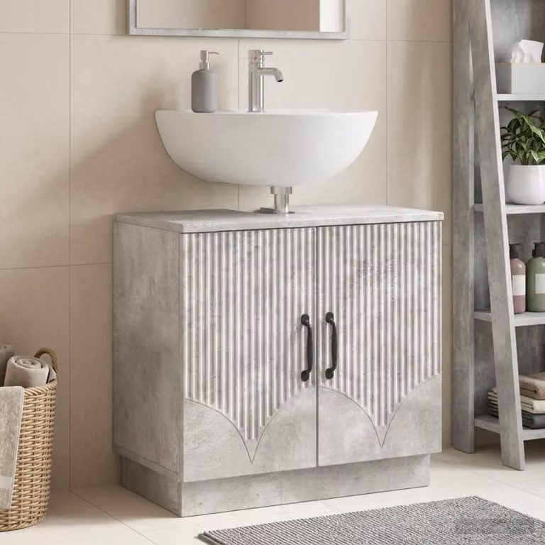 Armadio per lavabo da bagno vidaXL HOORN moderno in MDF e metallo Grigio e Nero