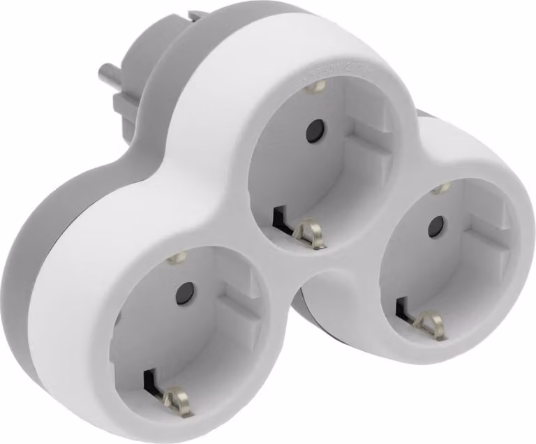 Adattatore tripla presa 3x Schuko 230V grigio-bianco