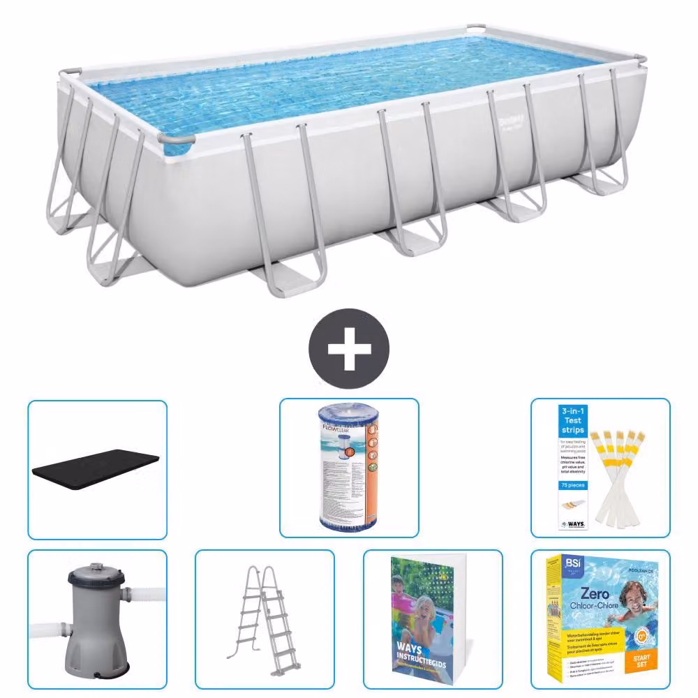 Bestway Power Steel, piscina rettangolare - 488x244x122 cm - composta da 6 parti, modello S572