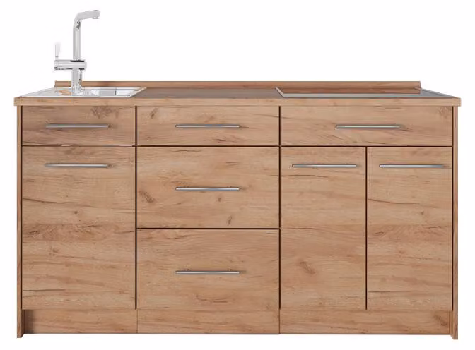 Cucine componibili piccole Vicco Fame-Line Rovere dorato 150 cm, PL Rovere, Model 65416