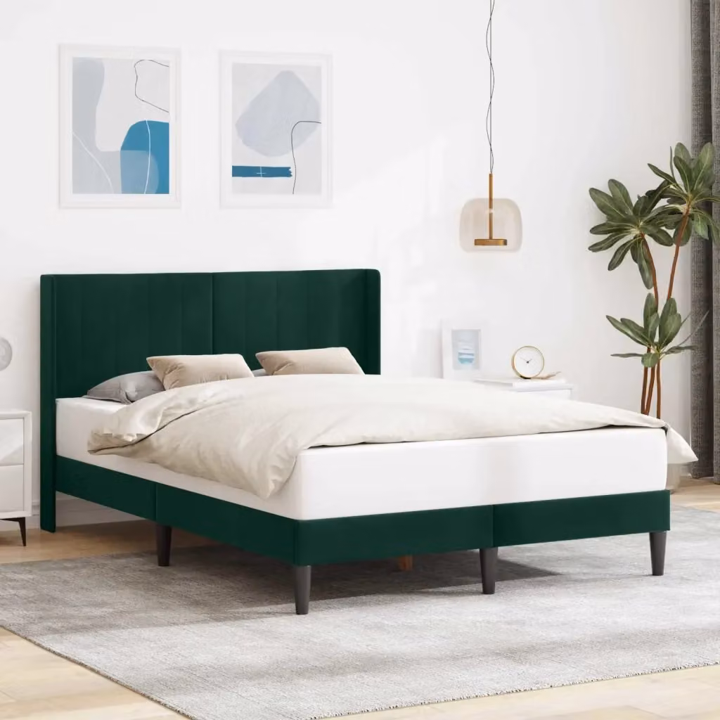 Letto matrimoniale moderno DESIGN IN in velluto verde con struttura in legno L/P/H: 120 x 200 x 96 cm – 2
