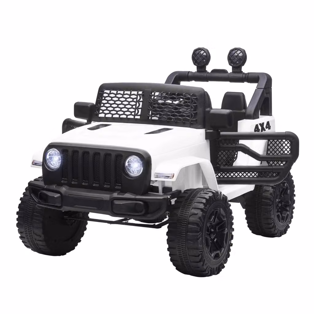 Macchina Elettrica per Bambini Jeep Fuoristrada con Telecomando e 2 Velocità, Bianco, L/P/H: 100 x 65 x 72 cm – 2