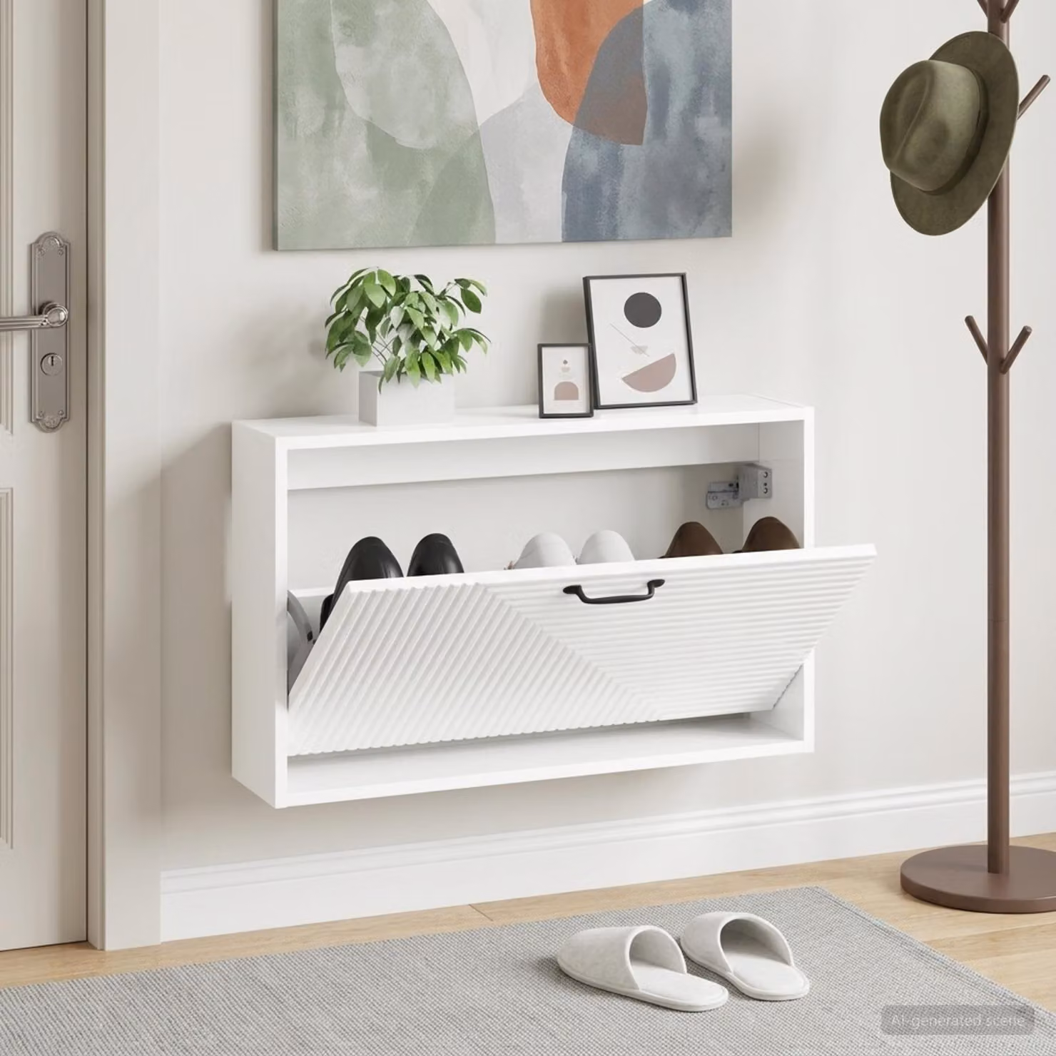 Mobiletto per scarpe da muro vidaXL HAARLEM moderno lucido L: 71 cm, P: 17 cm, H: 43 cm