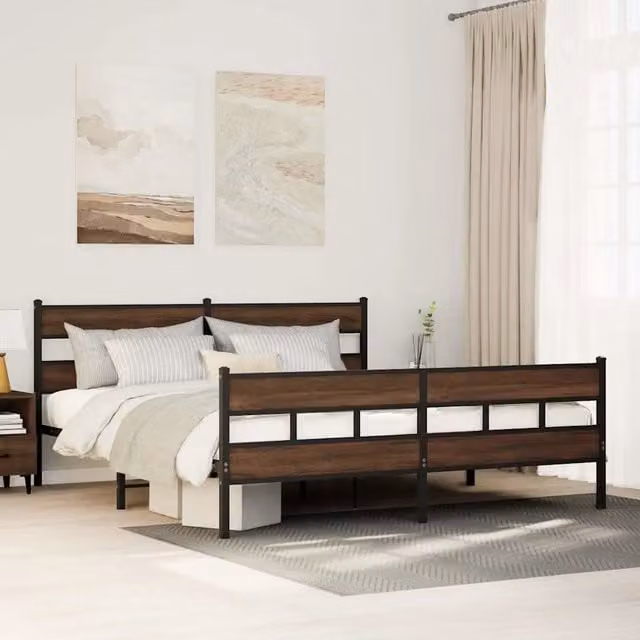 Giroletto senza Materasso in Metallo-Struttura Letto Rovere Marrone 183x213 cm 574714