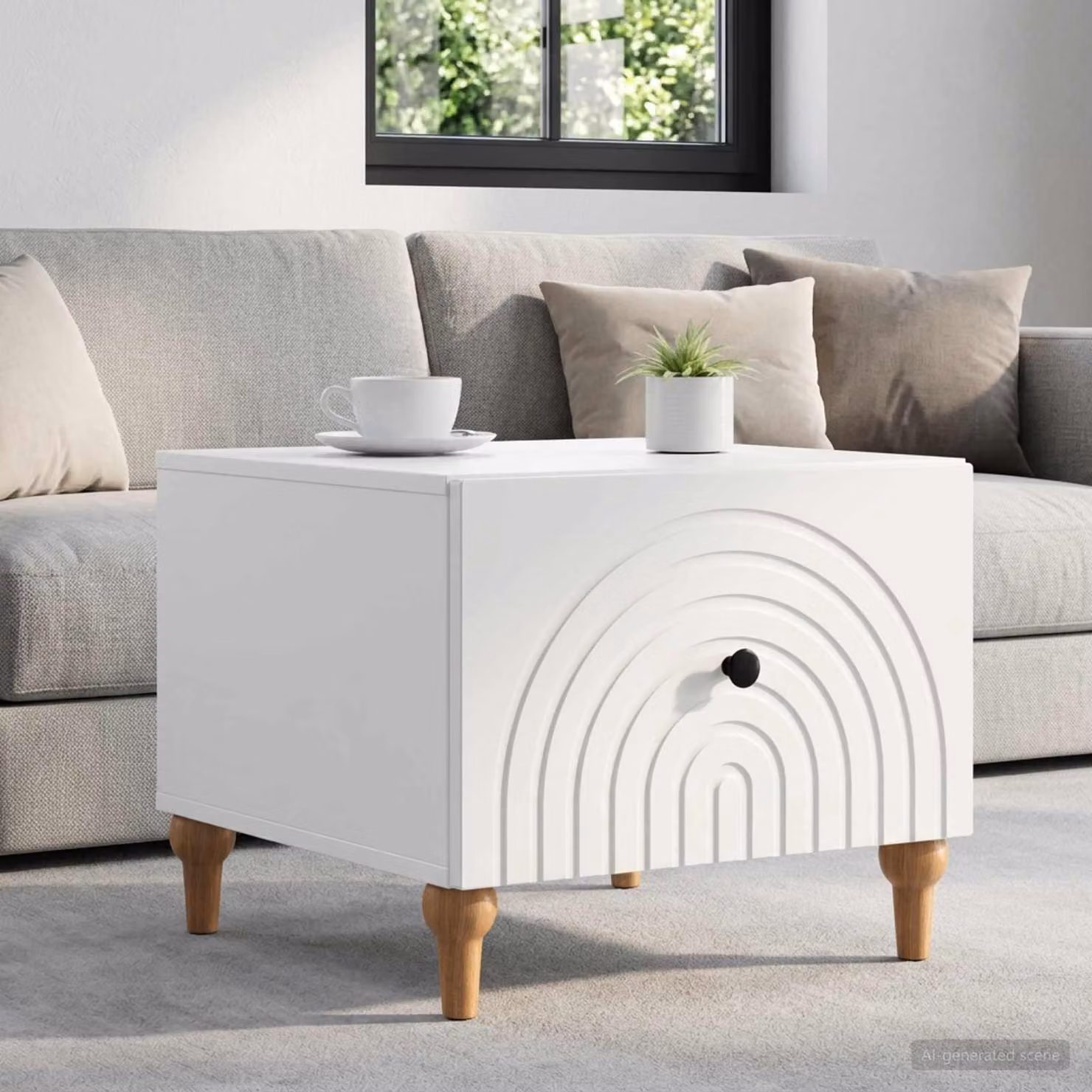Maison Exclusive - Tavolino con cassetti, bianco, 49 x 50 x 40 cm, realizzato in legno composito