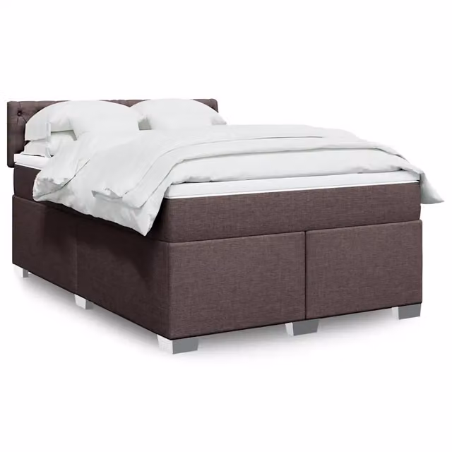 Letto Ibrido con Materasso vidaXL in Tessuto Marrone e Bianco L/P: 140 x 190 cm