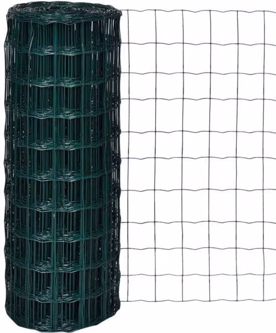 Recinzione in filo d'acciaio con rivestimento in PVC - 10 pezzi - 1,0 metri - Verde - Dimensioni 100 x 100 mm - Per allevamento o recinzione da giardino