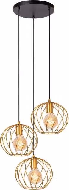 Lampada a sospensione Lucide Danza 3xE27 ottone nero