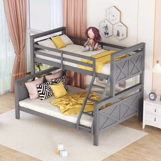 Letto a castello ¨C Minimal ¨C grigio legno 90x200cm convertibile in 2 letti singoli